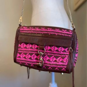 Rebecca Minkoff Leather Woven Pink & Brown Purse